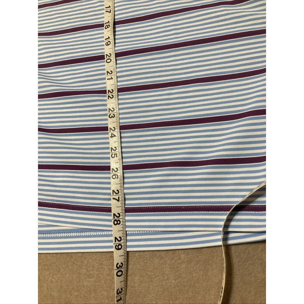 Peter Millar Mens Summer Comfort Golf Polo Shirt Sz L Striped Blue Stretch - Picture 6 of 6
